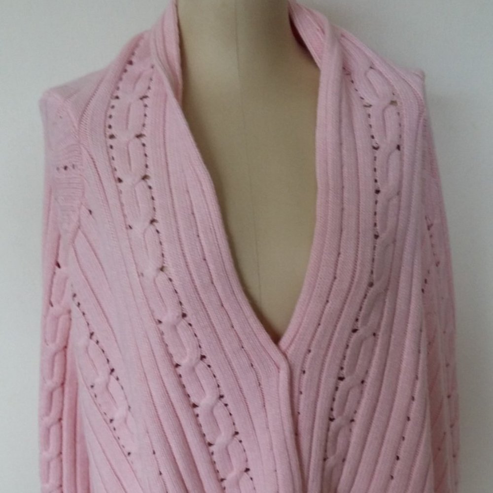 Faded Glory Pink Sweater Cardigan Elongated Side Womens 16/18 BOTTOM DOLLAR SALE